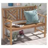 Wooden Outdoor Bench with Slatted Backrest