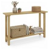 Two-Tier Wood Console Table with Shelf