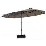 Twin-Canopy Offset Outdoor Patio Umbrella