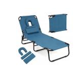 Folding Blue Lounge Chair With Face Hole