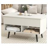 White Lift-Top Coffee Table with Storage
