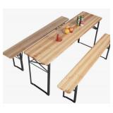 Wood Outdoor Picnic Table with Benches Set