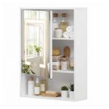 White 24x18 LED Medicine Cabinet With Mirror