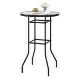 Round Bar Table with Marble-Look Top