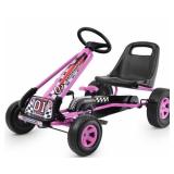 4 Wheel Pedal Power Kids Car With Pink Accents