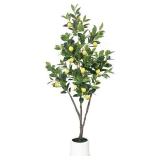 Artificial Lemon Tree with White Planter