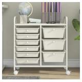 White 9 Drawer Rolling Storage Cart