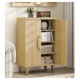 Unassembled Light Wood Cabinet with Shelves