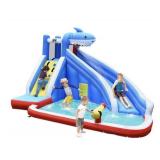 Inflatable Shark-Themed Water Slide, No Blower
