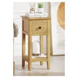 Light Wood Single-Drawer Side Table