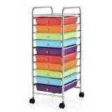10-Drawer Rainbow Storage Cart with Wheels