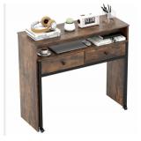 Costway Extendable Computer Desk, 2 Drawers