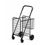 Black Metal Folding Utility Shopping Cart