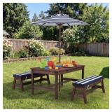 Outdoor Kids Picnic Table With Benches & Umbrella