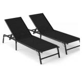 2 Outdoor Black Chaise Loungers