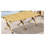 Folding Slatted Wood Portable Camp Table