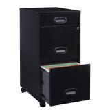 Black Metal 3-Drawer File Cabinet with Keys