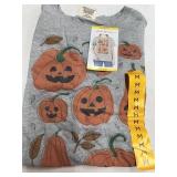 Gray T-Shirt with Pumpkin Print, Size M
