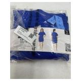 Short Sleeve Blue Rib Dress with Pockets