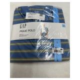 GAP Pique Polo Shirt Blue Stripe Size L