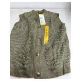 Green Button-Front Knit Sweater Vest Medium