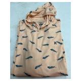 Hurley XXL Hooded Fishing Shirt Peach Fish