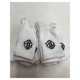 6 Pack White Crew Socks with Black Logo