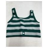Ribbed Knit Green and Gray Striped Tank Top bra
