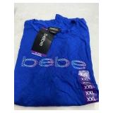 Bebe Blue T-Shirt XXL with Rhinestone Logo