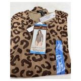 Leopard Print Mesh Long Sleeve Bodysuit Large