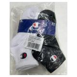 Champion Kids 8-Pack Quarter Socks, 5-7, Wht/Blk