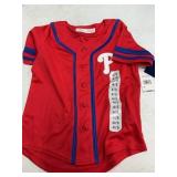 Red Youth Baseball Jersey With Blue Stripes