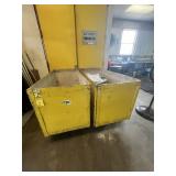 YELLOW WOOD ROLLING CARTS WITH LINENS