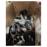 BOX ASSORTED WHEELS, PARTS, ETC