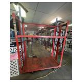 RED METAL ROLLING CART