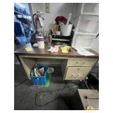 METAL DESK WITH CONTENTS