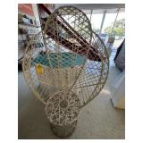 WHITE WICKER HIGH BACK CHAIR (MATCHES 1 UPSTAIRS)