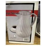 WHITE SWIRL INSULATED BEVERAGE SERVICE WITH LID (S