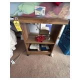 WOOD ROLLING CART WITH SHELVES
