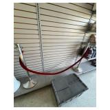 CHROME STANCHIONS WITH RED VELVET ROPE