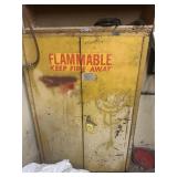YELLOW METAL FLAMMABLE STORAGE CABINET WITH CONTEN