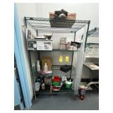 LOT CONTENTS OF RACK - CLEANING SUPPLIES, GARBAGE
