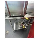 JOHN BOOS STAINLESS STEEL WORK TABLE ON WHEELS