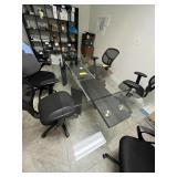 GLASS TOP CONFERENCE TABLE WITH SLIDING EXTENSIONS