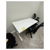 WHITE GLASS TOP DESK WITH ELECTRIC (OFFICE 12)