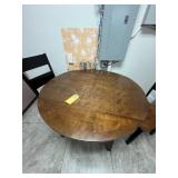 WOOD TOP ROUND DROP LEAF TABLE WITH 2 CHAIRS - APP