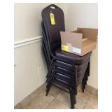 BROWN METAL FRAME STACK CHAIRS WITH BROWN PADDED S