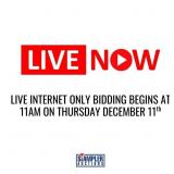 LIVE INTERNET ONLY BIDDING BEGINS AT 11AM ON THURS