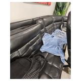 BLACK LEATHER L-SHAPE SOFA WITH RECLINER