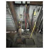 ASSORTED - SHOVEL, BROOMS, MAGNETIC SWEEPER, DOLLY